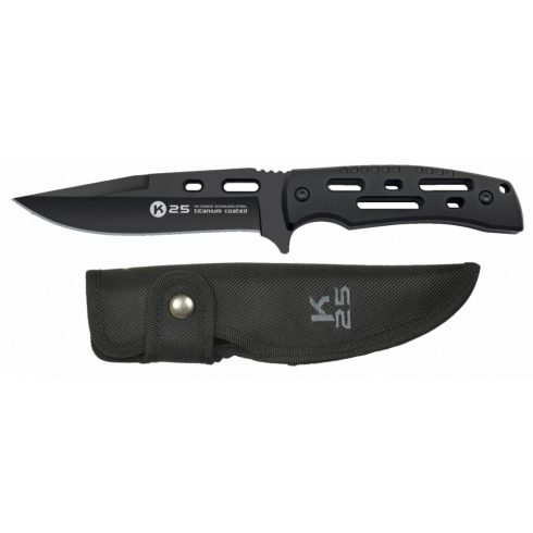  K25 black knife. Blade: 13.2 cm - Albainox, taktikai kés